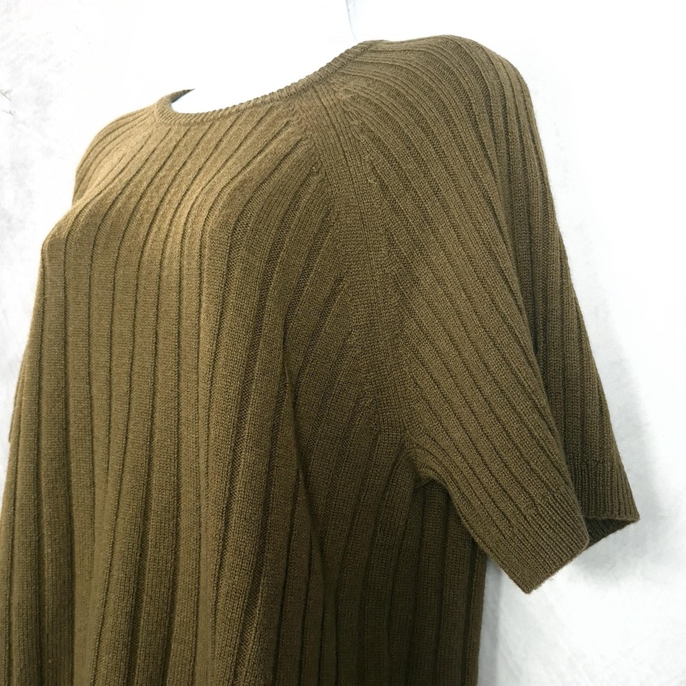 ME+EM Sweater Womens Medium Green Merino Cashmere Rib Crop Short Sleeve Knit - Picture 4 of 16